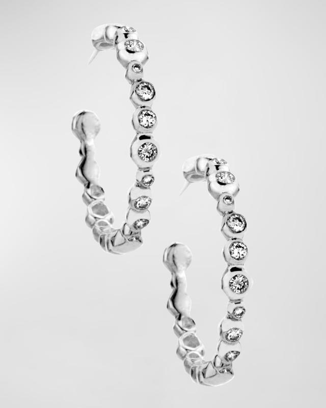 Womens Stardust Sterling Silver & Diamond Hoop Earrings Product Image