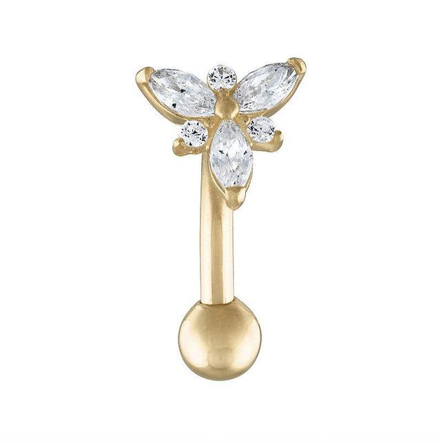 Amella Jewels 14k Gold Cubic Zirconia Flower Belly Ring, Womens, Yellow Product Image