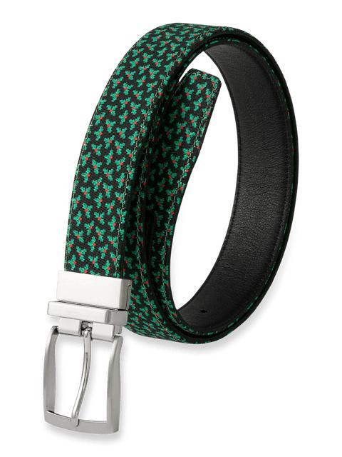 Holly Motif Reversible Belt - Black/green Product Image