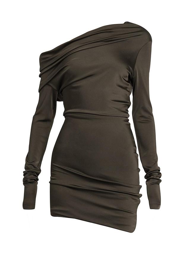 Womens Jersey Asymmetric Long-Sleeve Minidress Product Image