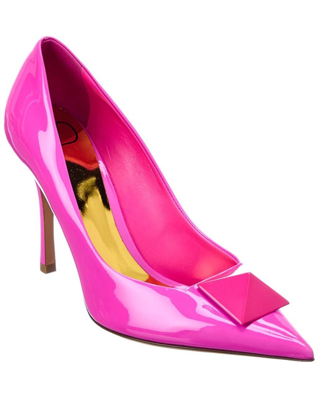 VALENTINO GARAVANI One Stud Patent Leather Pump With Matching Stud In Pink Product Image