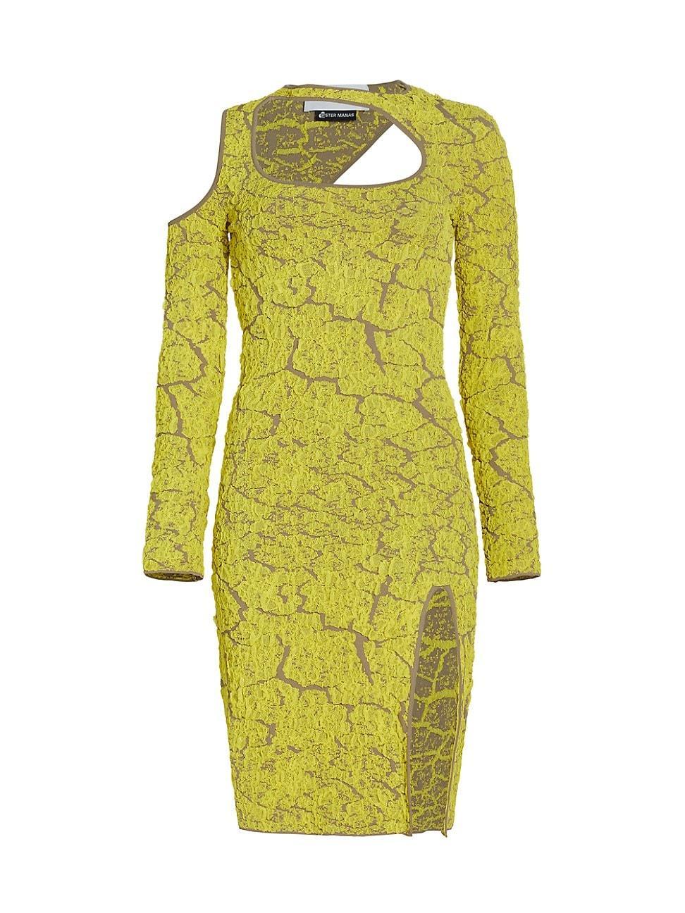 Womens Textured Jacquard Knit Cut-Out Dress Product Image