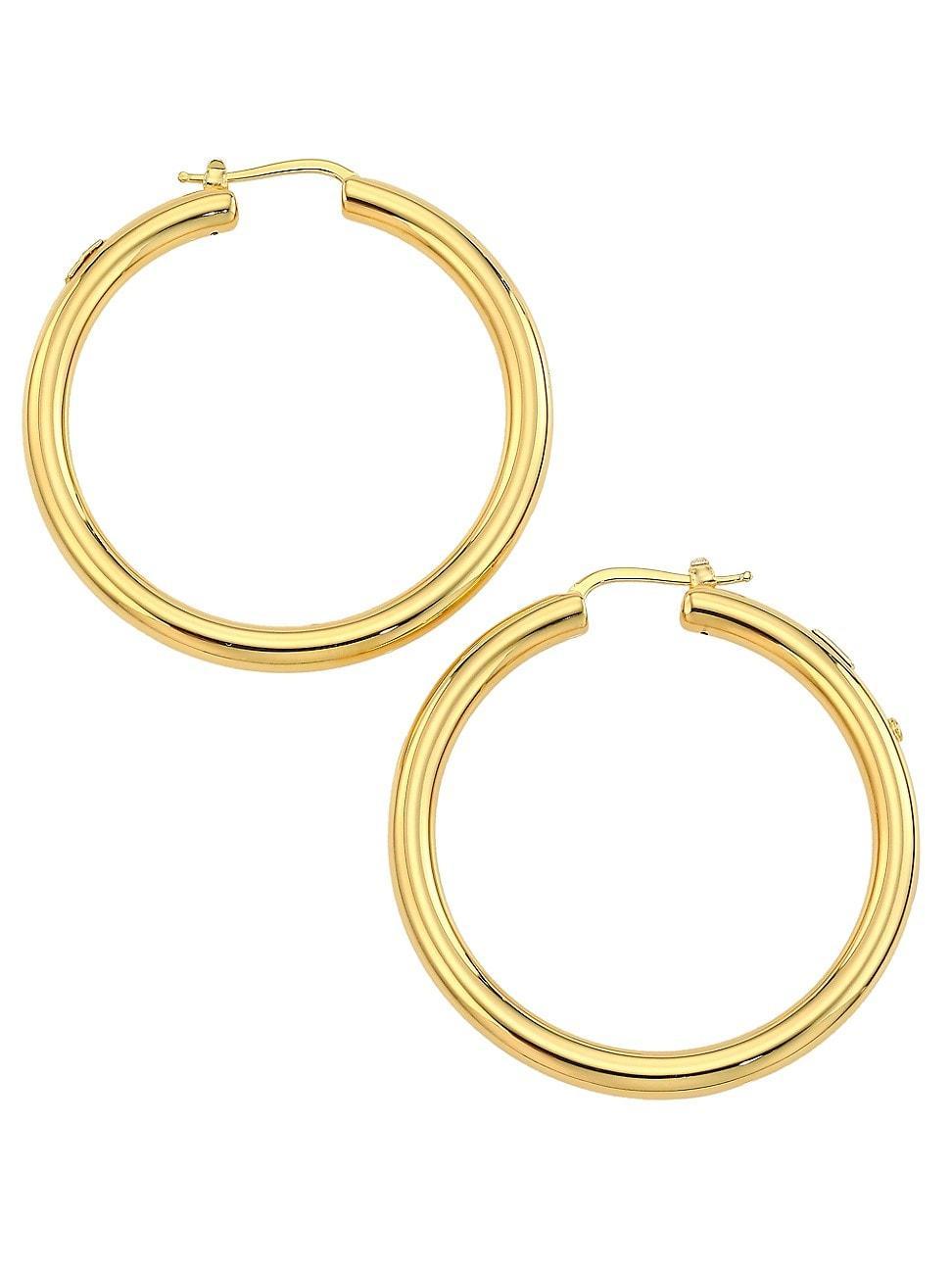 Womens 18K Yellow Gold Round Tubular Hoop Earrings, 43MM Product Image