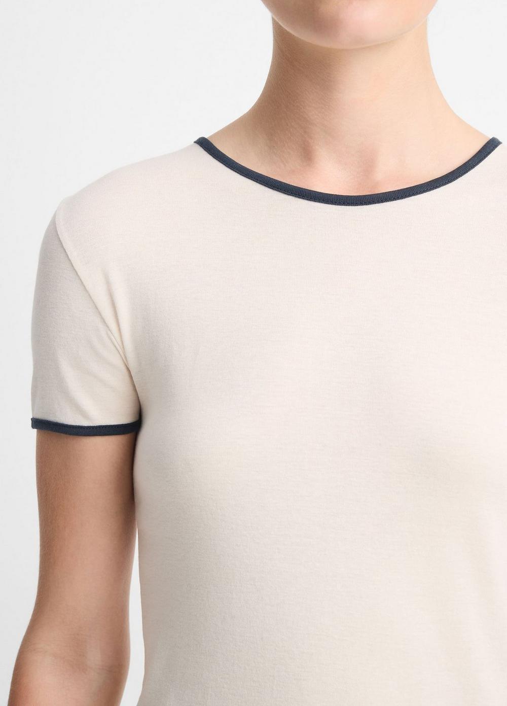 Cotton Tipped Short-Sleeve Crew Neck T-Shirt Product Image