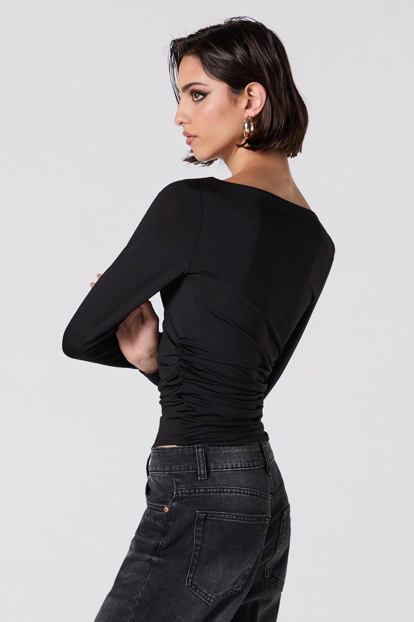 Contour Boat Neck Ruched Long Sleeve Top Female Product Image