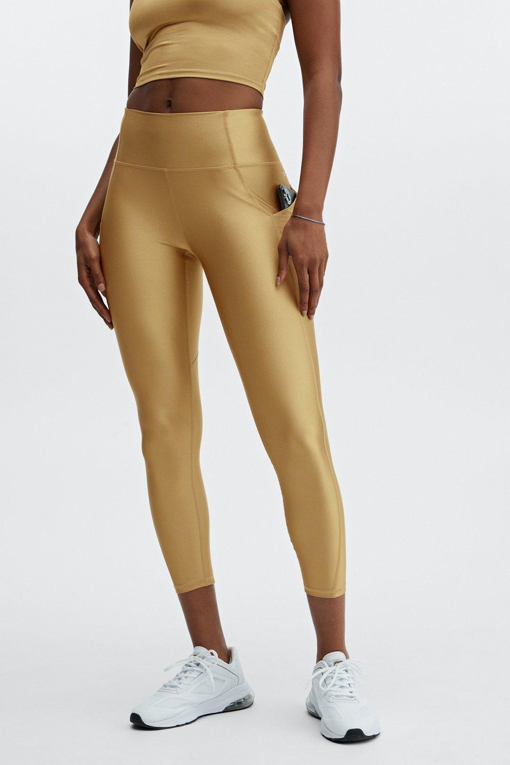 Fabletics Oasis High-Waisted Shine 7/8 Legging Womens Bronze Mist Shine plus Size 4X Product Image