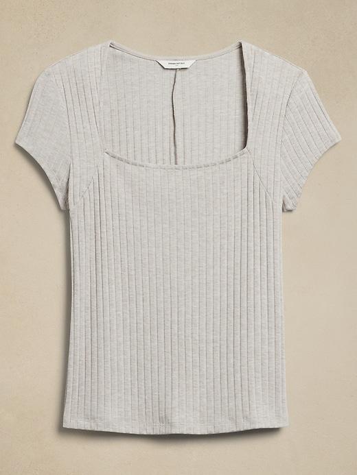 Wide-Ribbed Cap-Sleeve Top Product Image