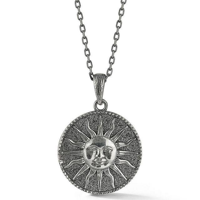 Sunkissed Sterling Sterling Silver Oxidized Sun Necklace, Womens Silver Tone Product Image