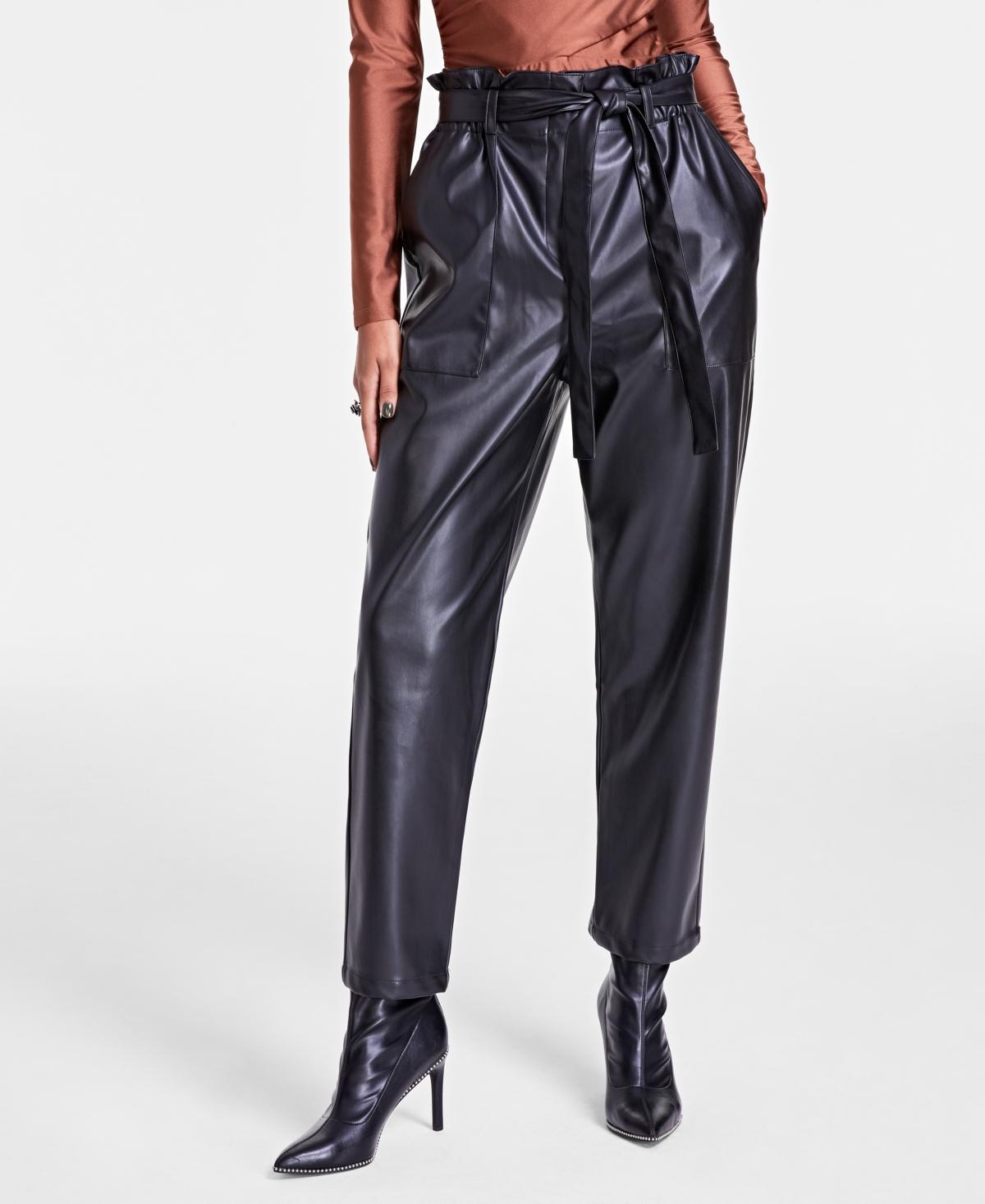 Bar Iii Womens Faux-Leather Paperbag Pants, Created for Macys Product Image