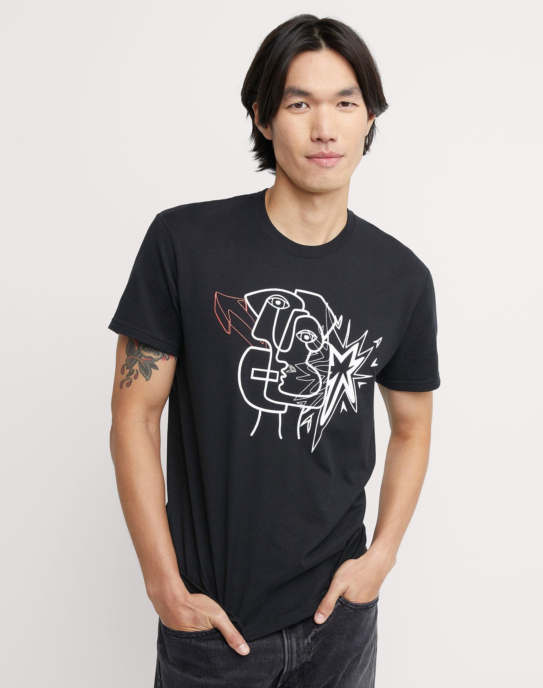 Hanes Mens Cotton Graphic T-Shirt, Graffiti Black 3XL Product Image