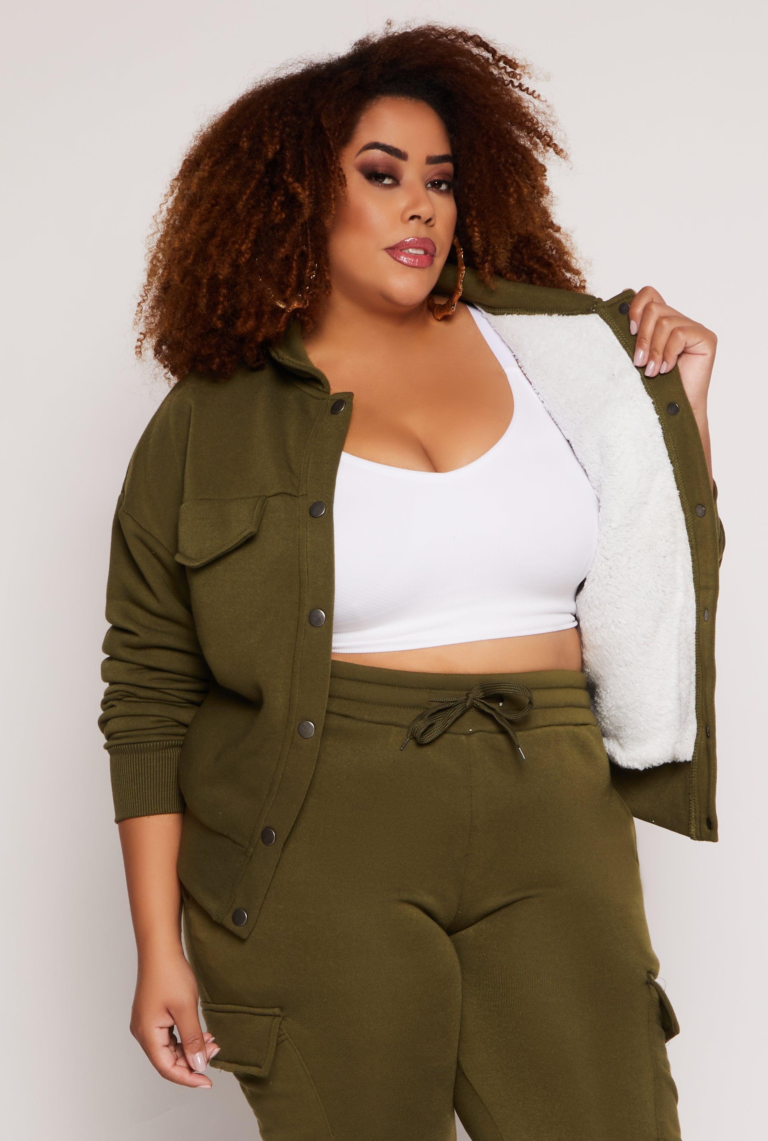 Womens Plus Size Snap Button Front Shacket Product Image