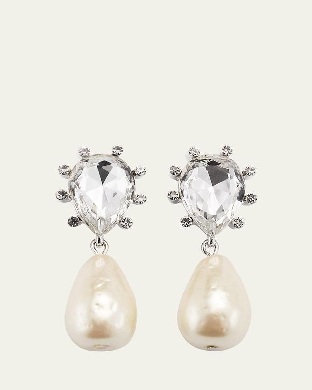 Silk Pearl Crystal Drop Earrings Product Image