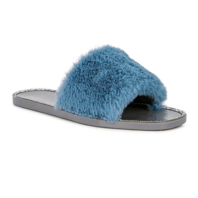 London Rag Geese Womens Faux-Fur Slide Sandals Product Image