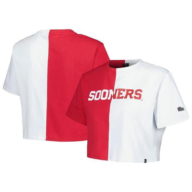 Womens Hype and Vice Crimson/White Oklahoma Sooners Color Block Brandy Cropped T-Shirt Product Image