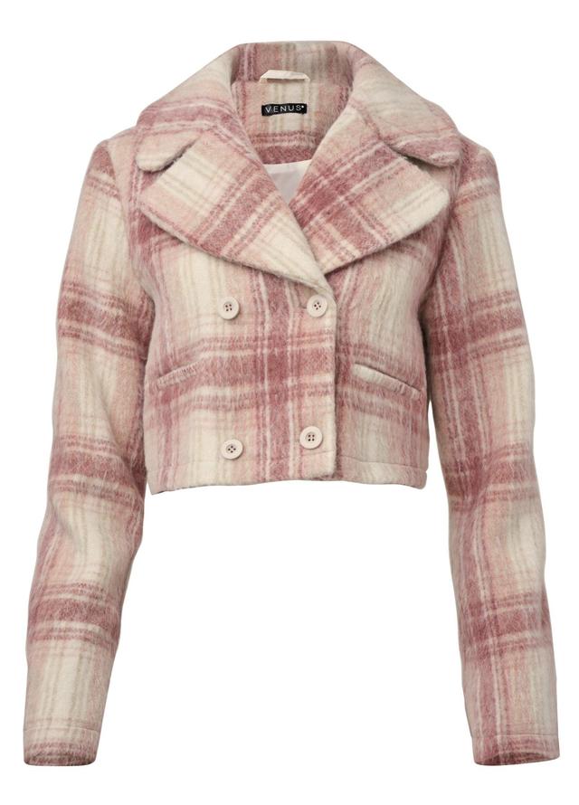 Crop Double Breasted Jacket - Pink Multi Product Image