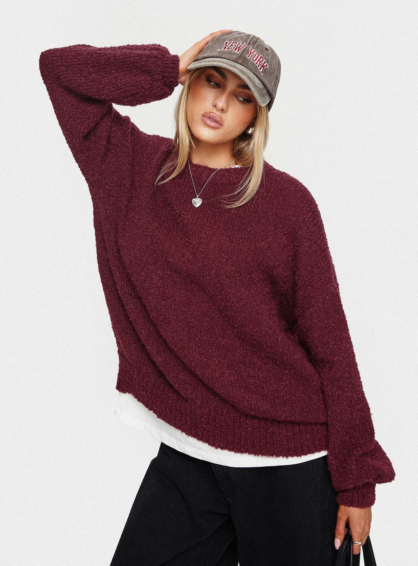 Niomie Knit Sweater Burgundy Product Image