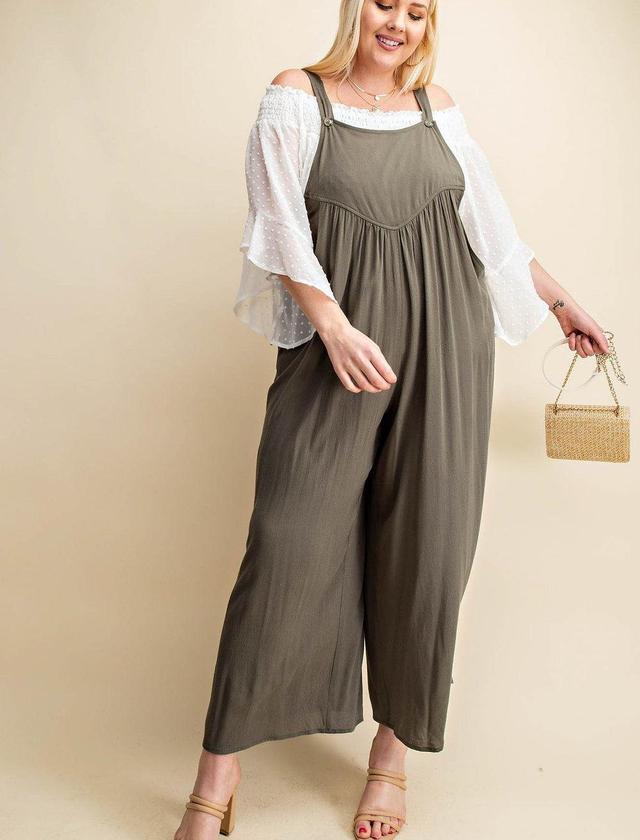 Plus Olive Crepe Jumpsuit* Product Image