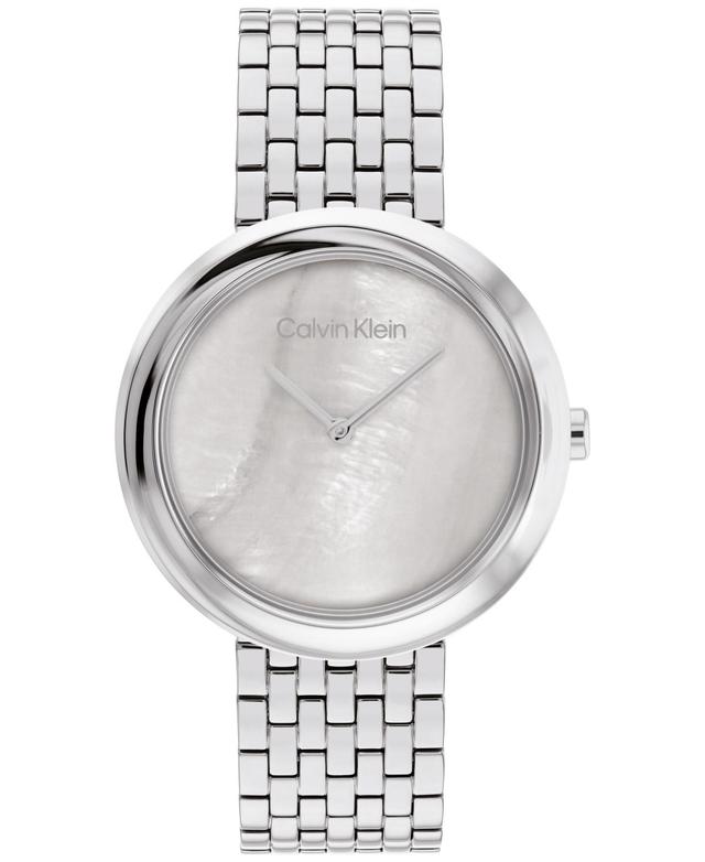 Calvin Klein Womens 2H Quartz Silver-Tone Stainless Steel Bracelet Watch 34mm Womens Shoes Product Image