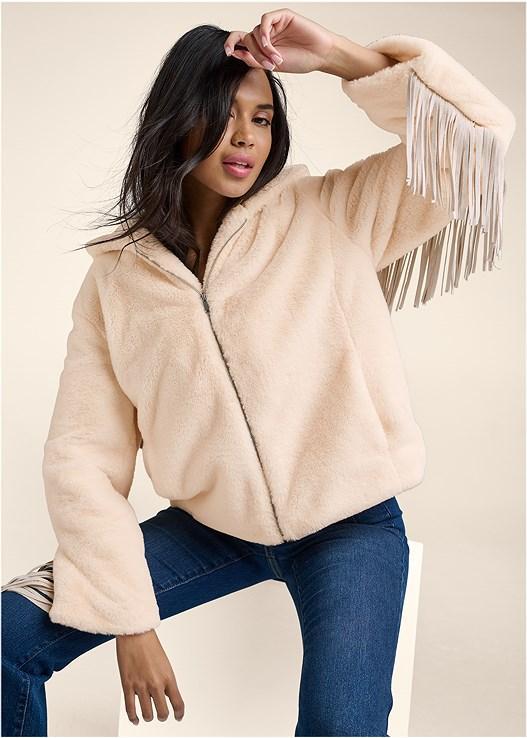 Faux-Fur Bomber Coat Product Image