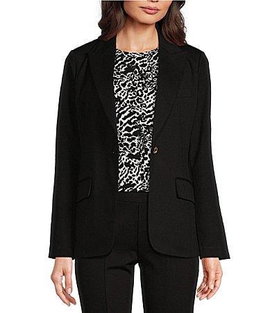 MICHAEL Michael Kors Ponte Knit Notch Lapel Long Sleeve Flap Pocket Button Front Coordinating Blazer Product Image