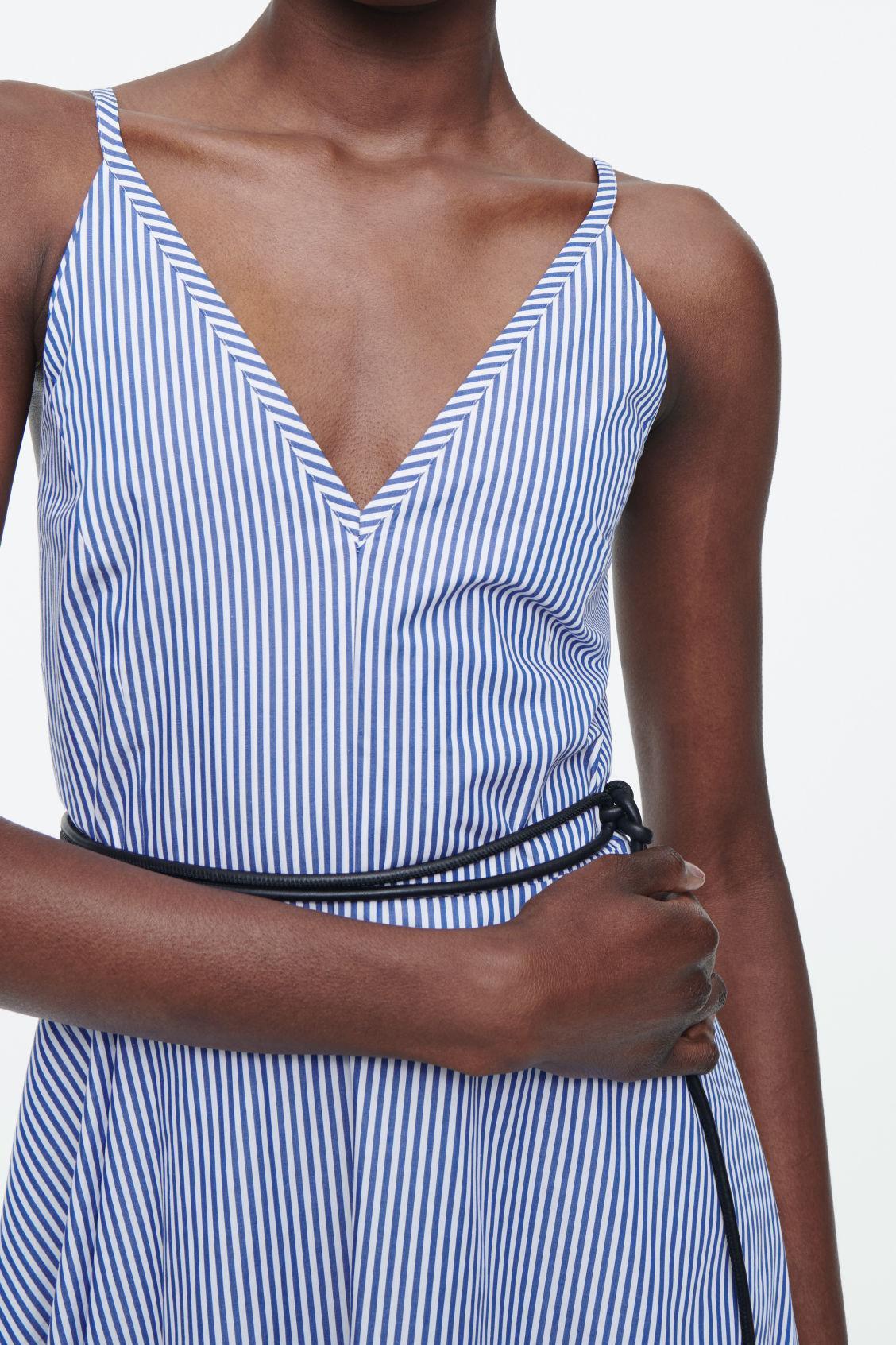 STRIPED A-LINE MIDI DRESS Product Image