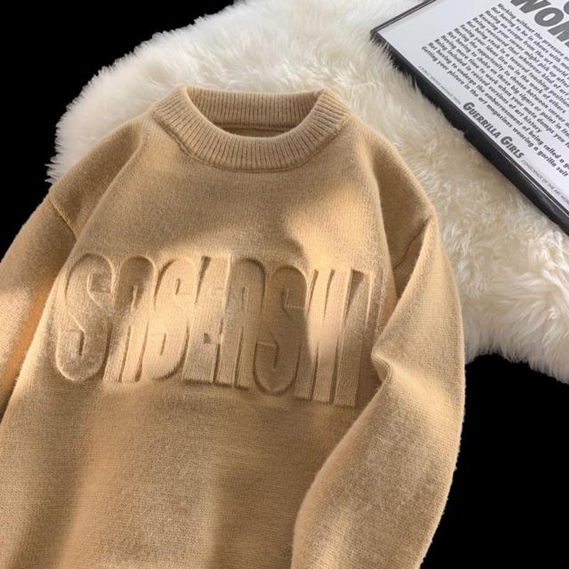 Crew Neck Lettering Sweater Product Image