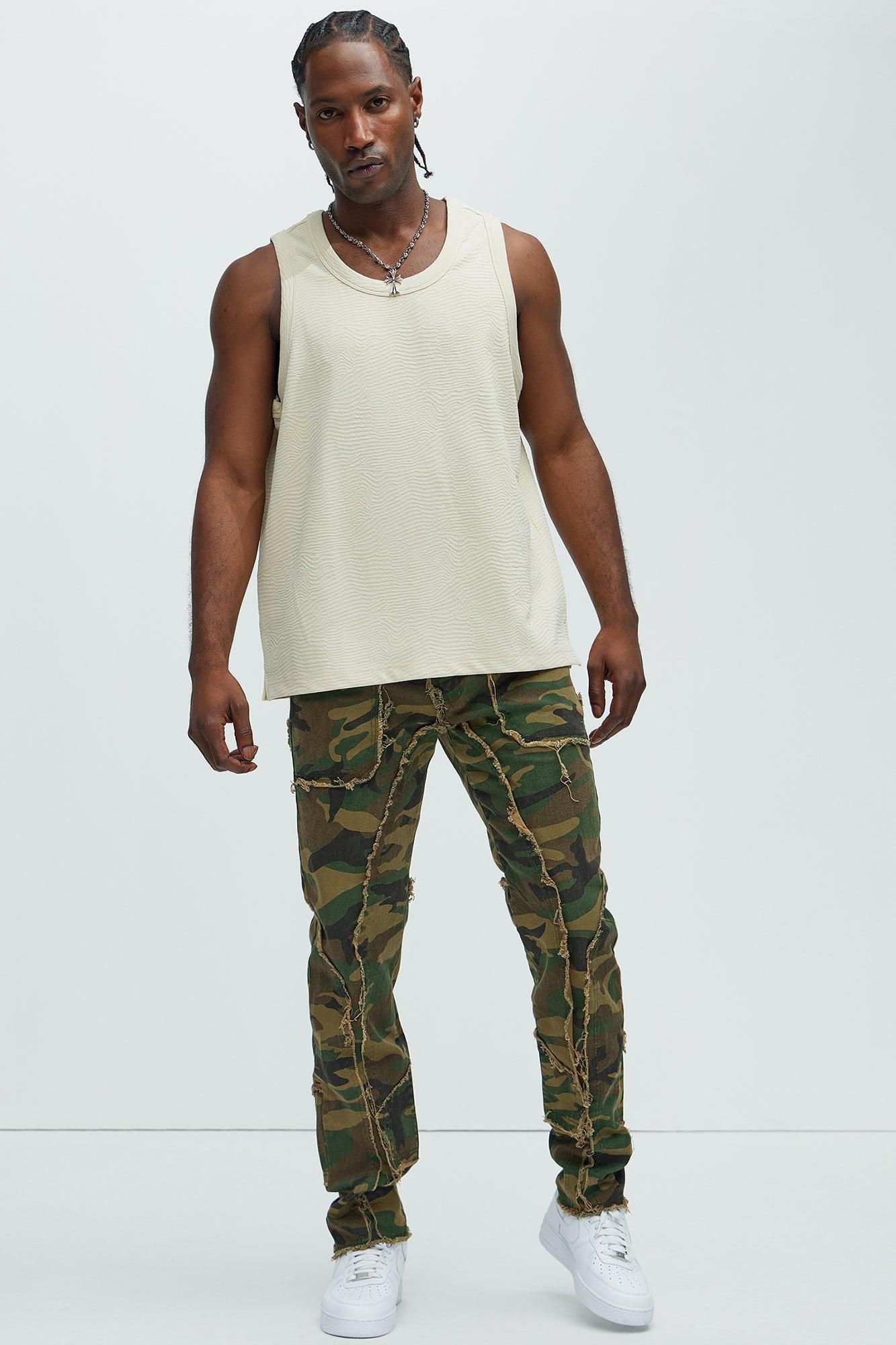 Speak Up Frayed Straight Pants - Camouflage Product Image