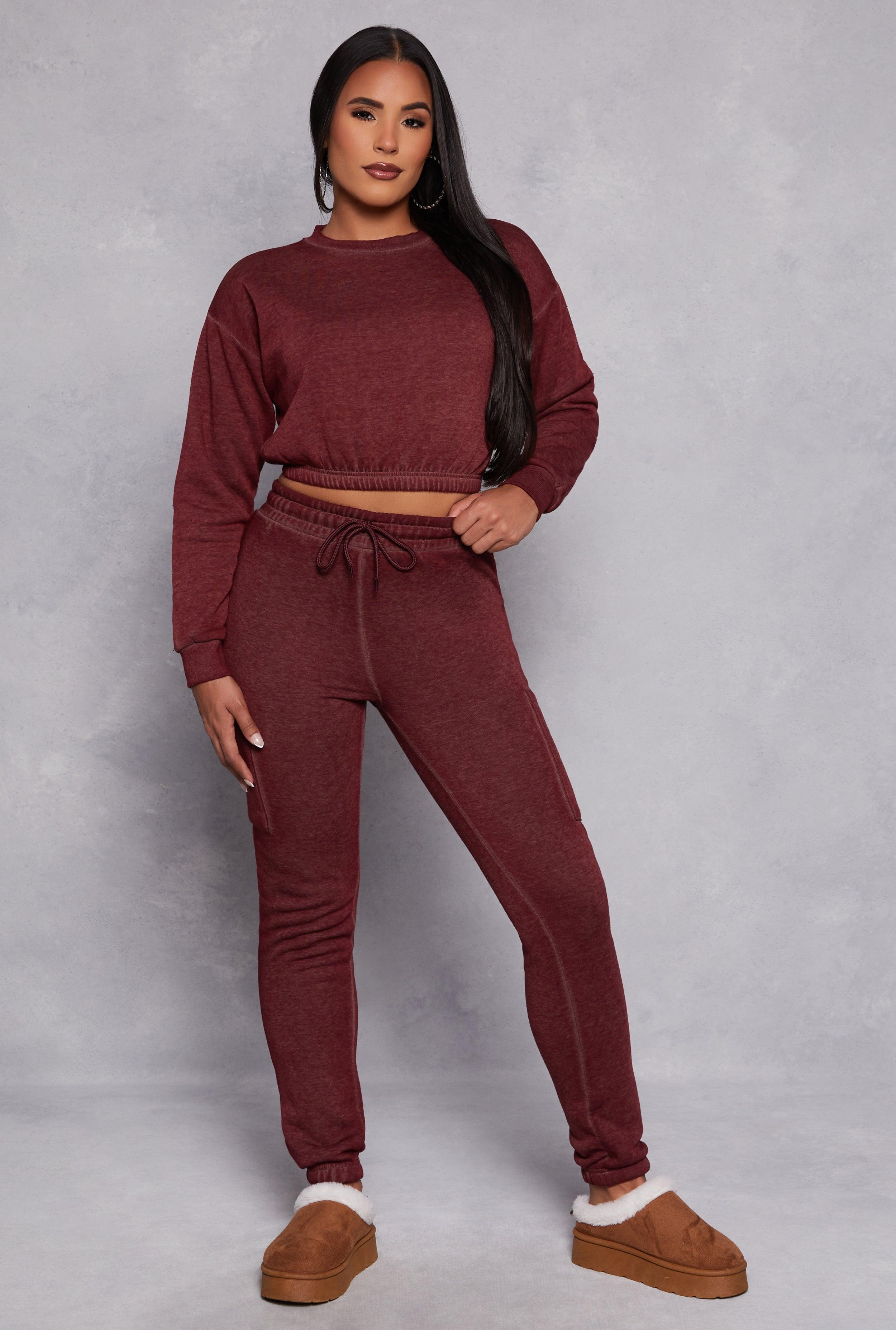 Womens Fleece Lined Drawstring Cargo Sweatpants Product Image