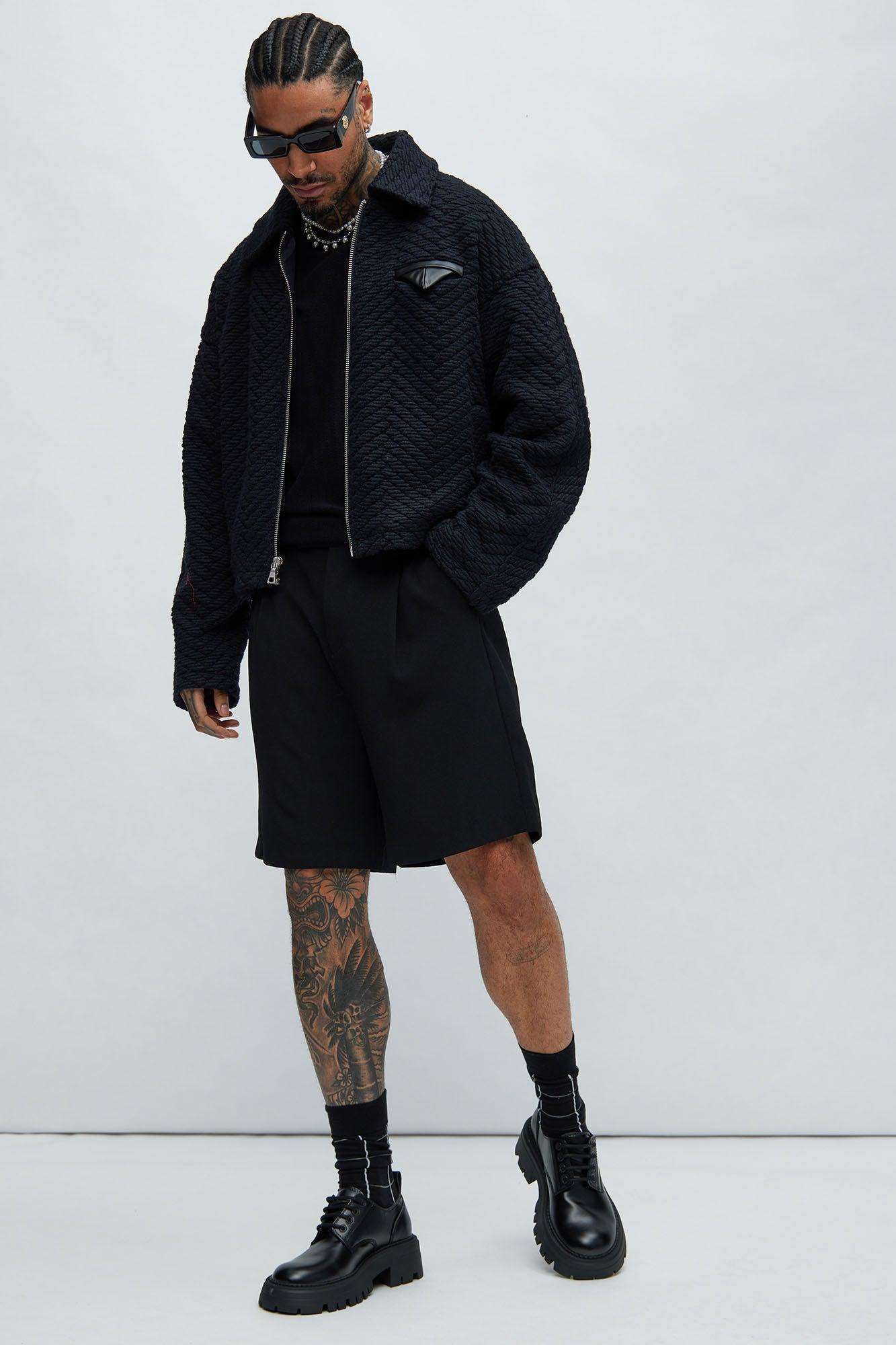 Duke Textured Cropped Jacket - Black Product Image