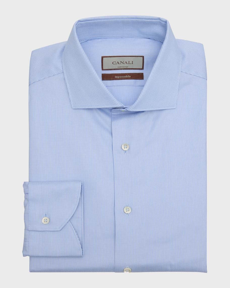 Mens Micro-Check Impeccabile Cotton Dress Shirt Product Image