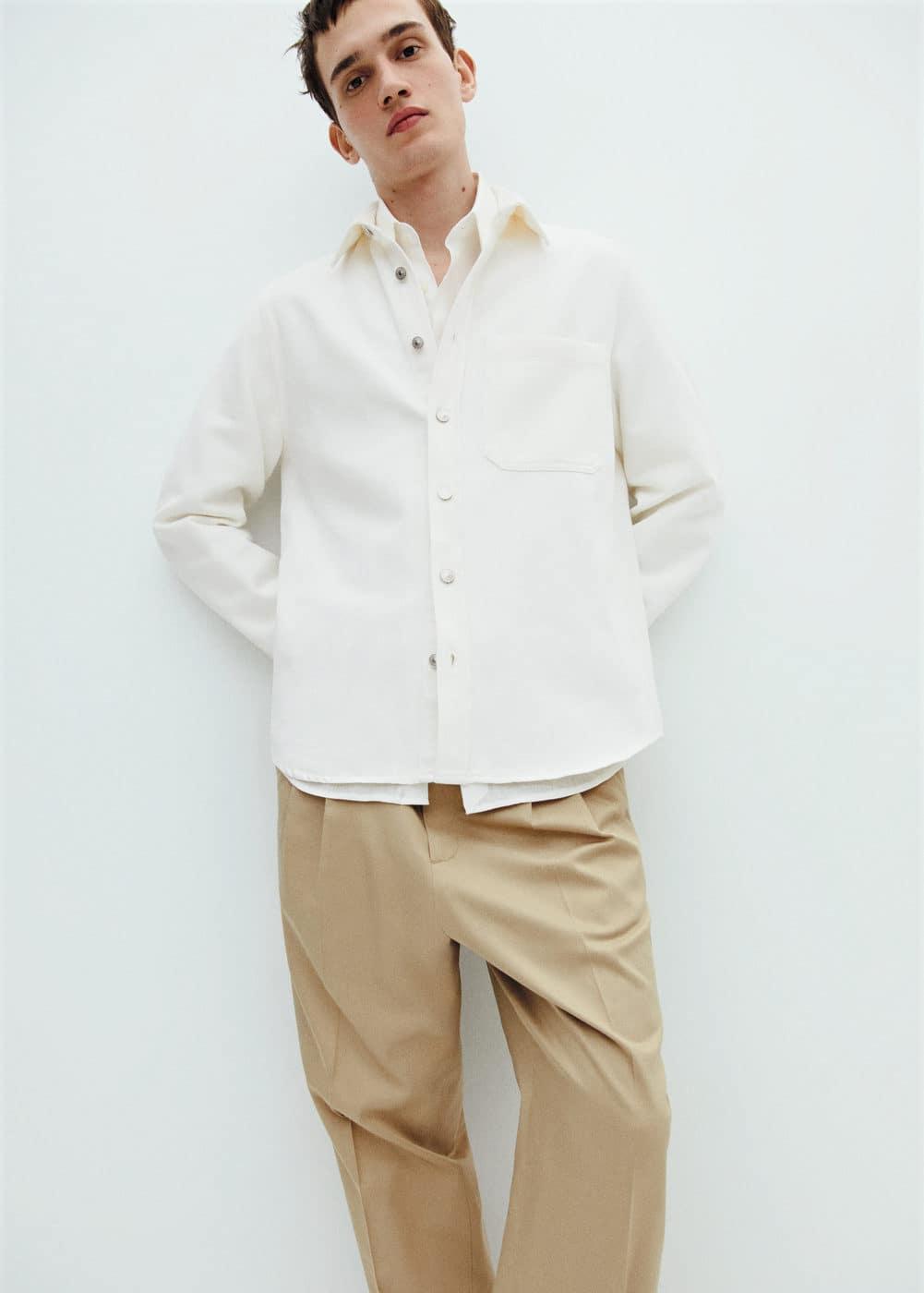 MANGO MAN - Regular-fit overshirt with pocket off whiteMen Product Image