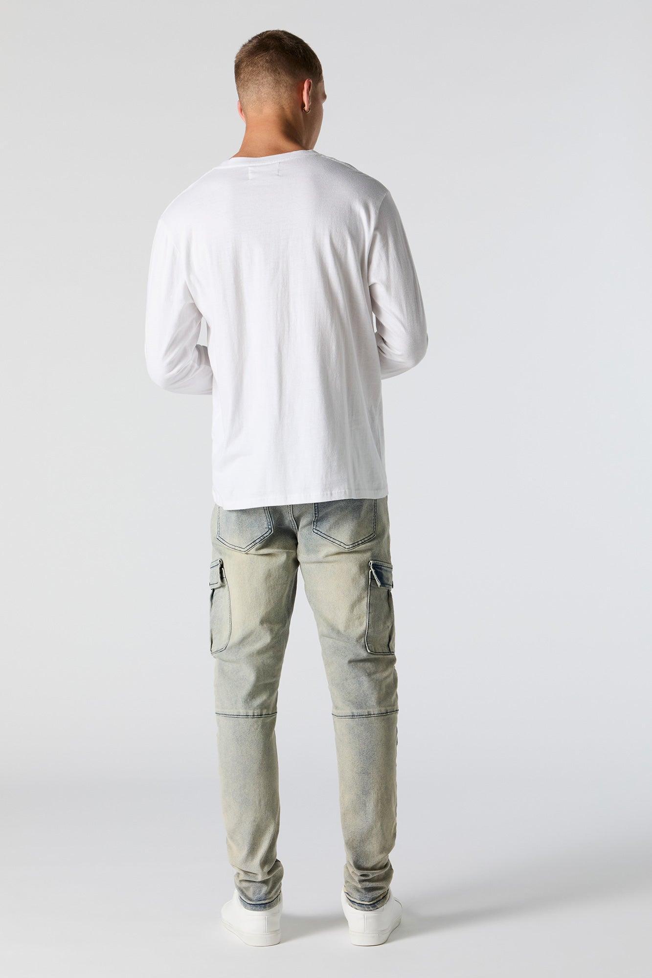 Distressed Skinny Moto Cargo Jean Male Product Image