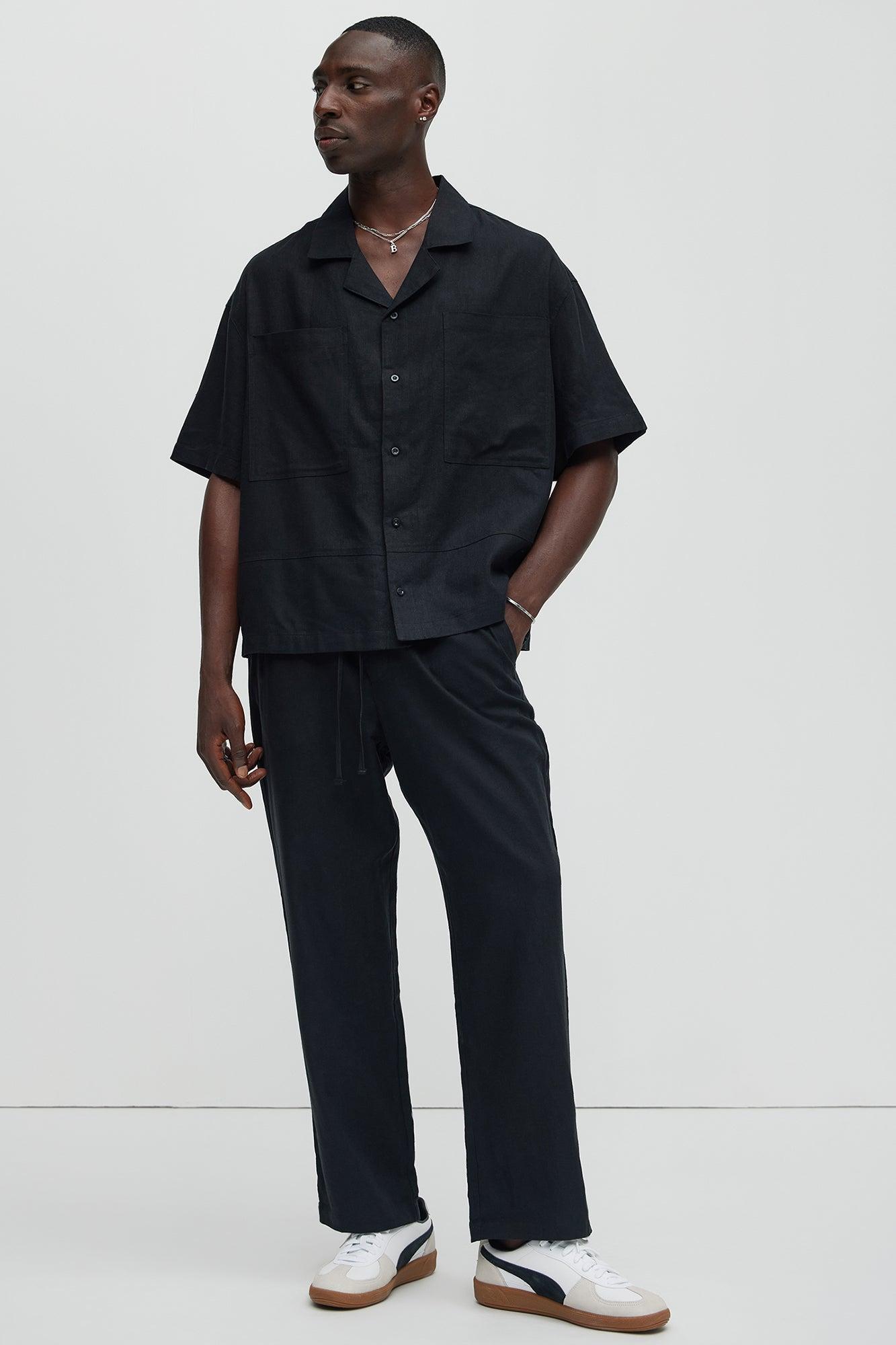 Bahamas Linen Cuban Shirt - Black Product Image