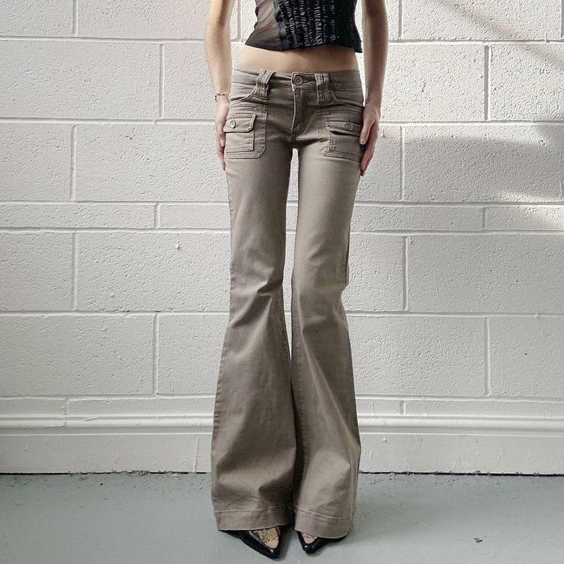 Low Rise Plain Flared Pants Product Image