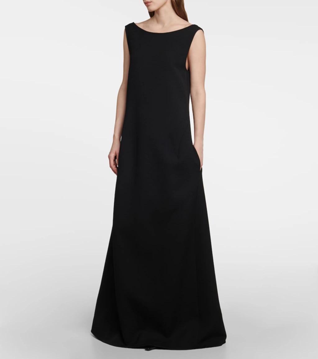 Rhea Open-back Wool-blend Gown In Black Product Image