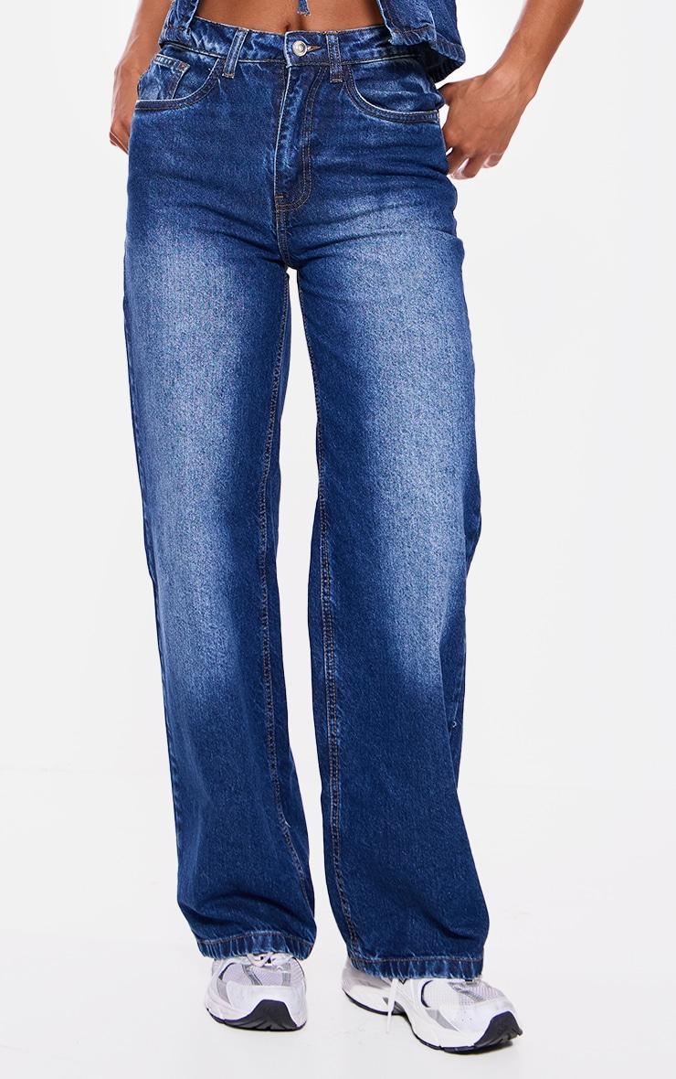 Indigo Straight Leg Denim Jeans Product Image