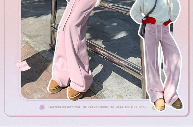 Mid Waist Plain Wide Leg Pants (Various Designs) Product Image