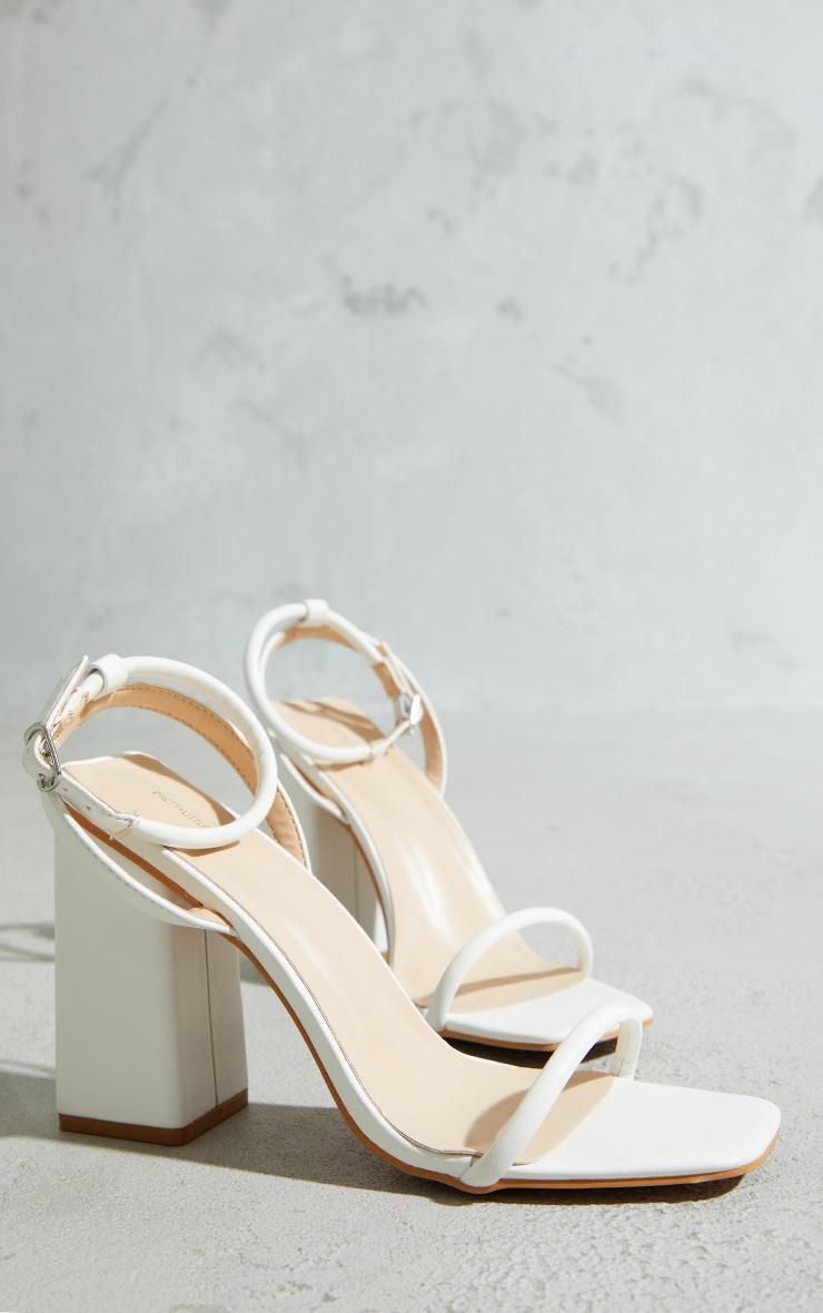 White Barely There Block Heeled Sandals Product Image