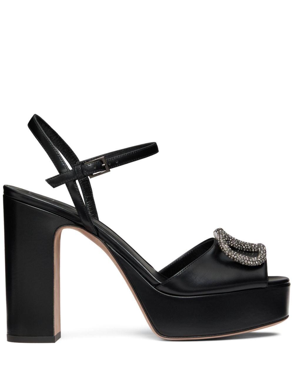 VALENTINO GARAVANI Vlogo Patent Ankle-strap Platform Sandals In Nero Product Image