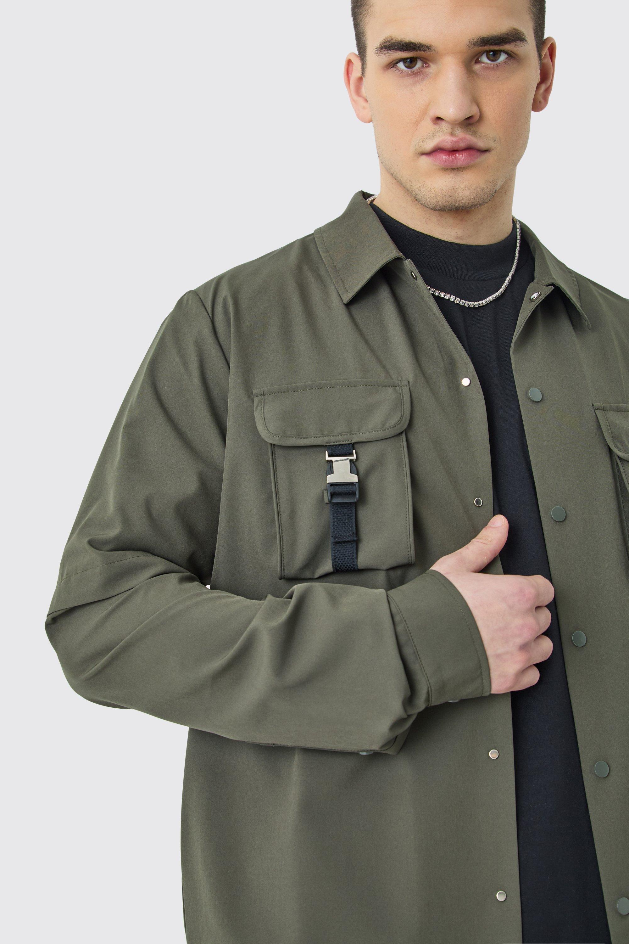 Tall Technical Stretch Harrington Utility Jacket | boohooMAN USA Product Image