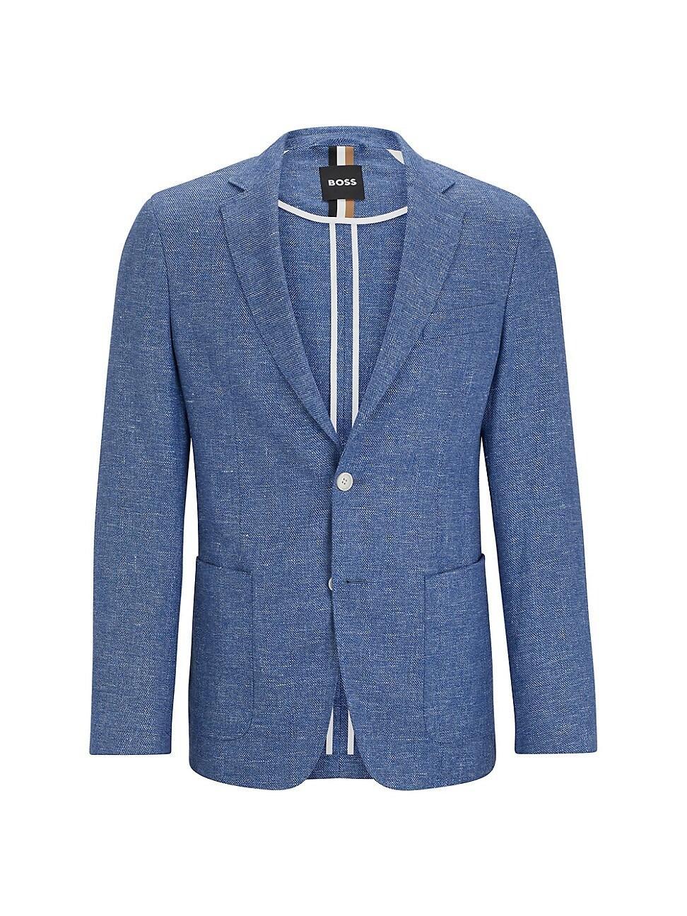 Mens Slim-Fit Jacket in a Micro-Patterned Linen Blend Product Image