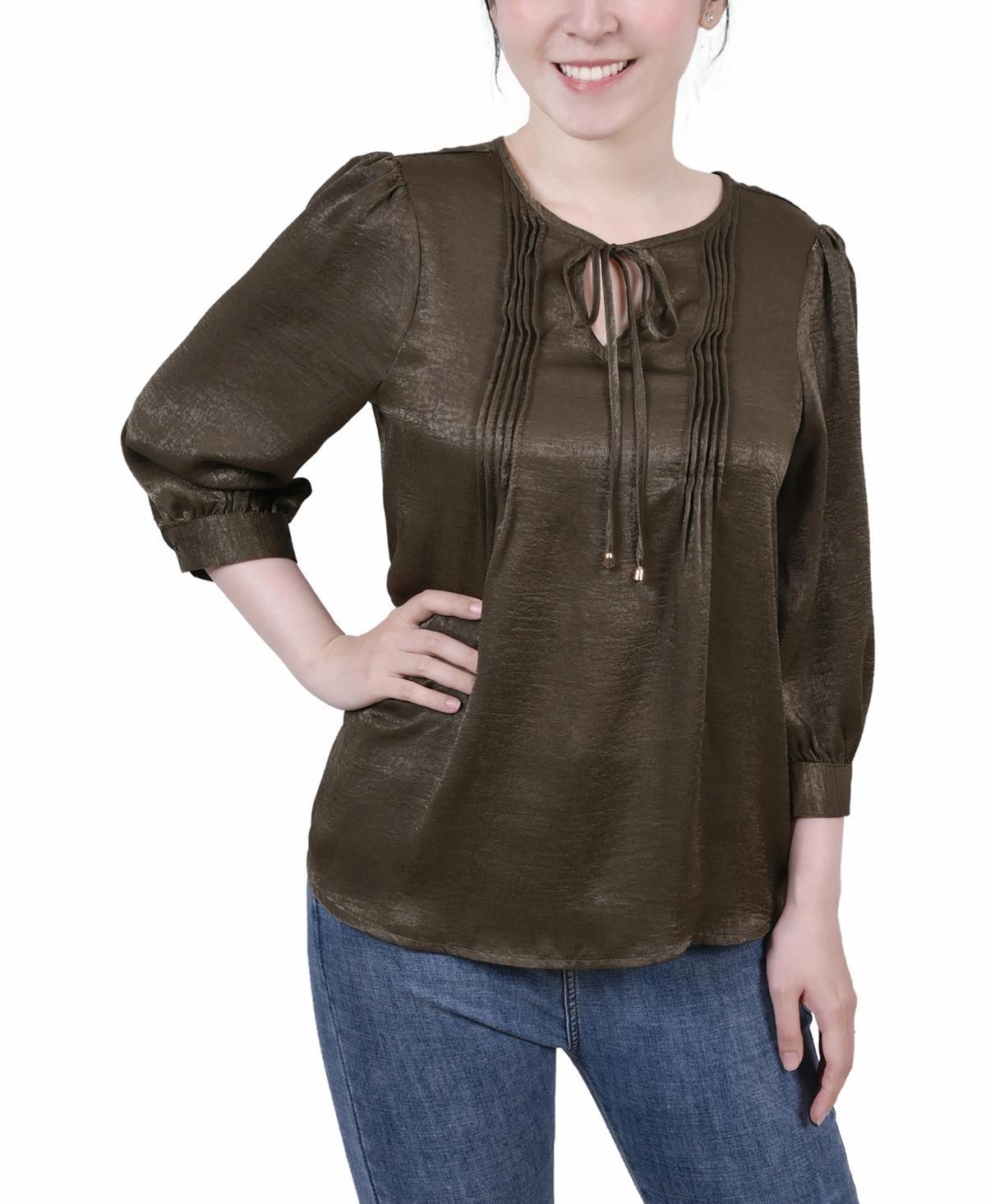 Ny Collection Petite Elbow Sleeve Satin Blouse Product Image