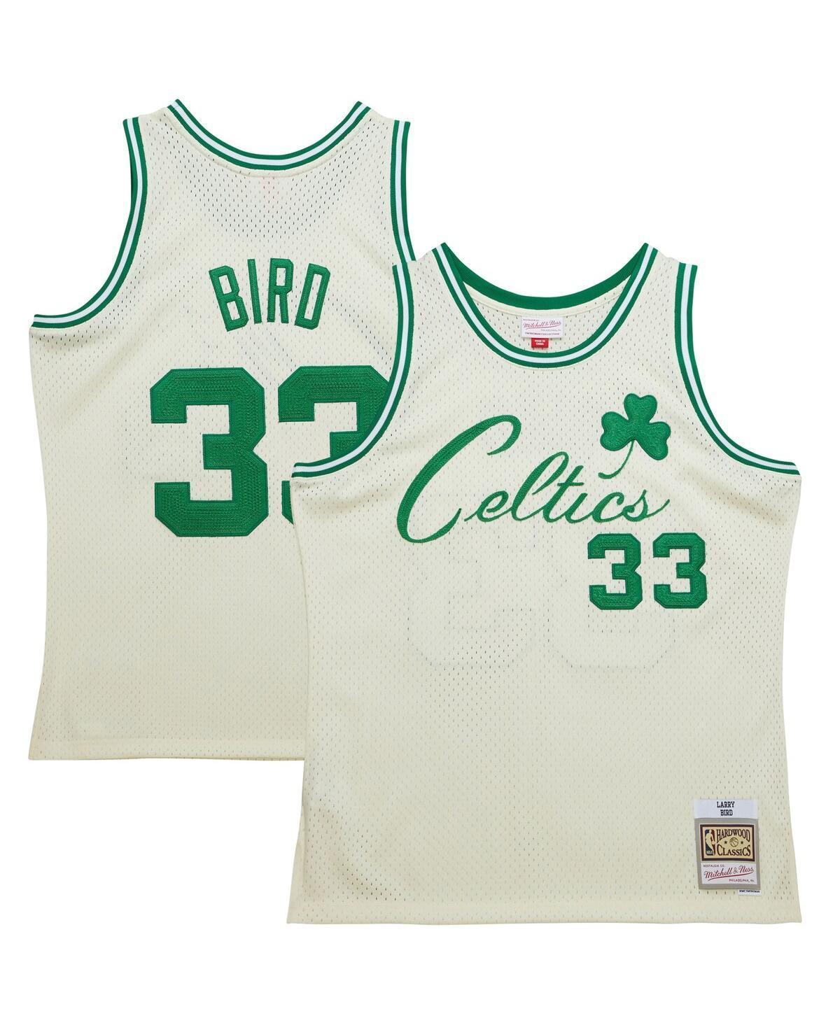 Mens Mitchell & Ness Larry Bird Cream Boston Celtics Chainstitch Swingman Jersey - Cream Product Image