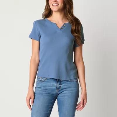 a.n.a Womens Short Sleeve Henley Shirt Product Image