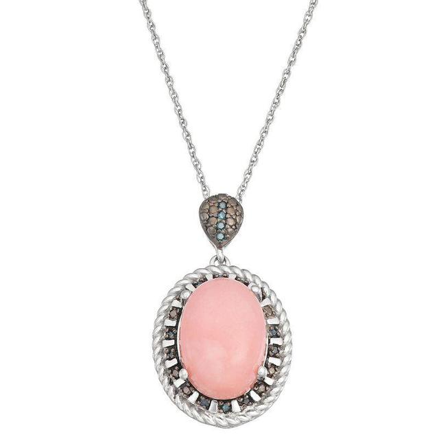 Jewelexcess Pink Opal & Blue Diamond Accent Sterling Silver Pendant Necklace, Womens Product Image