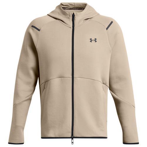 Under Armour Mens Under Armour Unstoppable Fleece Full-Zip Hoodie - Mens Timberwolf Taupe/Black Product Image