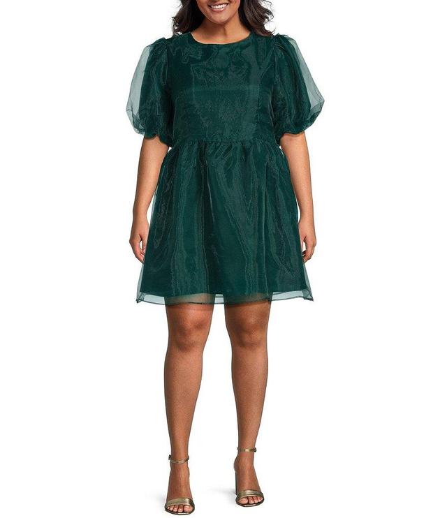 Sugarlips Plus Size Puff Sleeve Organza Mini Dress Product Image