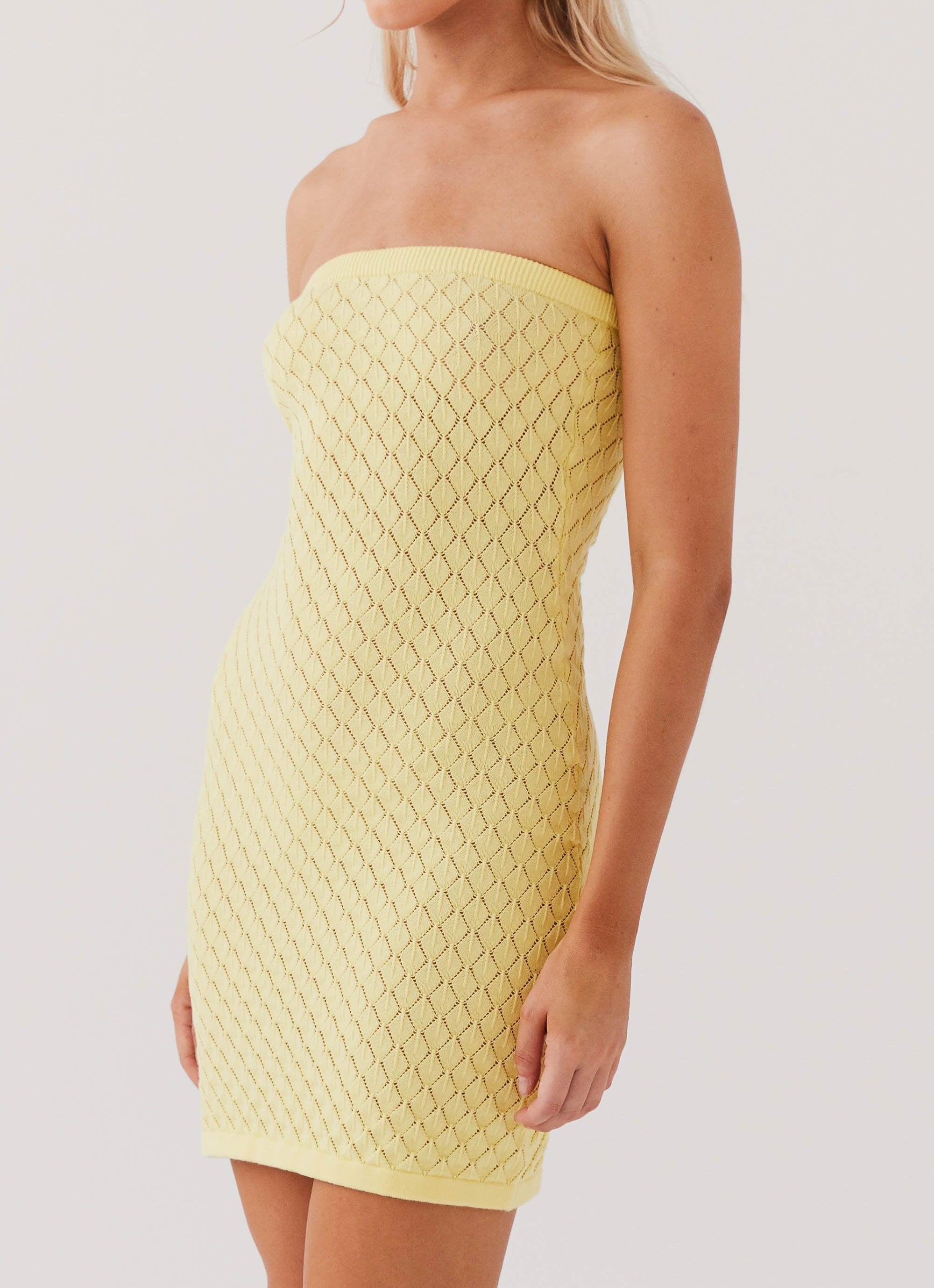 Lifeline Knit Tube Mini Dress - Lemon Product Image