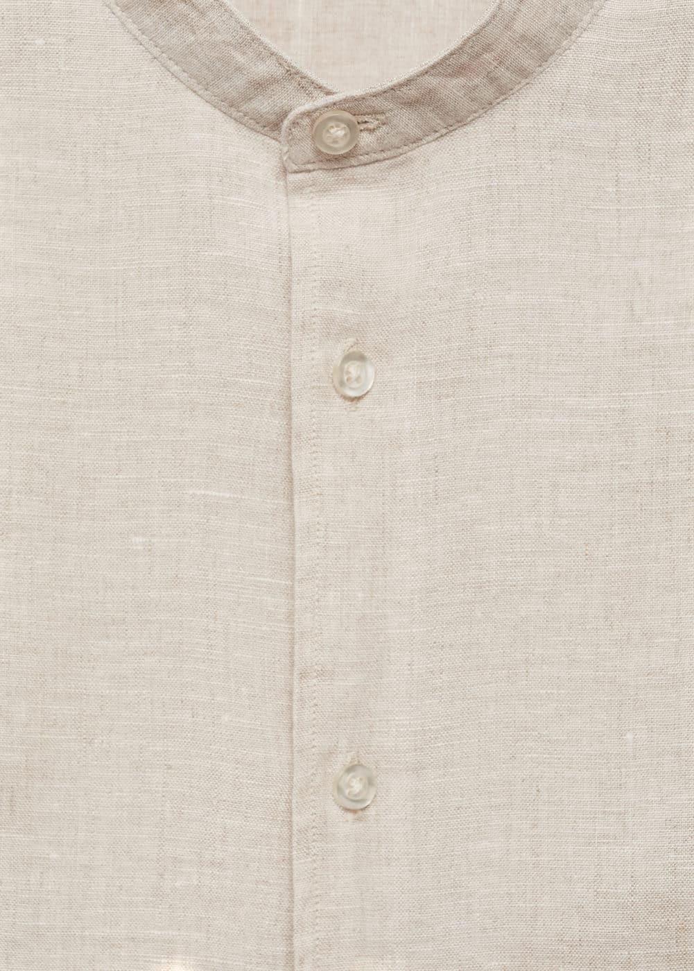 Mango Mens Linen Mao Collar Shirt Product Image