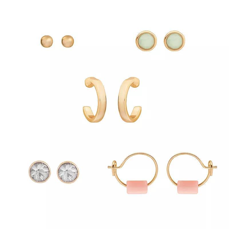 LC Lauren Conrad Gold Tone Stone Stud 5 Pack, Womens, Multi Product Image